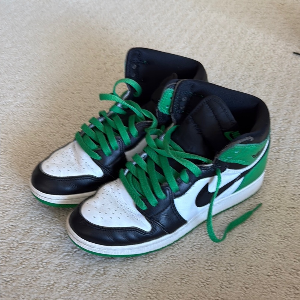 Jordan Black and Green High-Top Sneakers